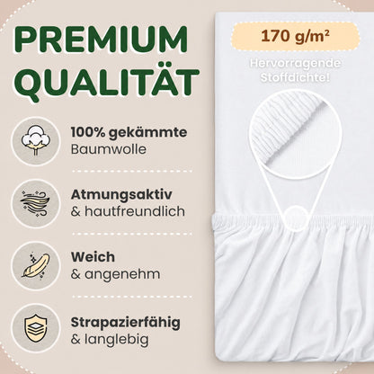 Kinderspannbettlaken von Leevitex im 2er Pack – 100% Jersey-Baumwolle, 70 x 140 cm