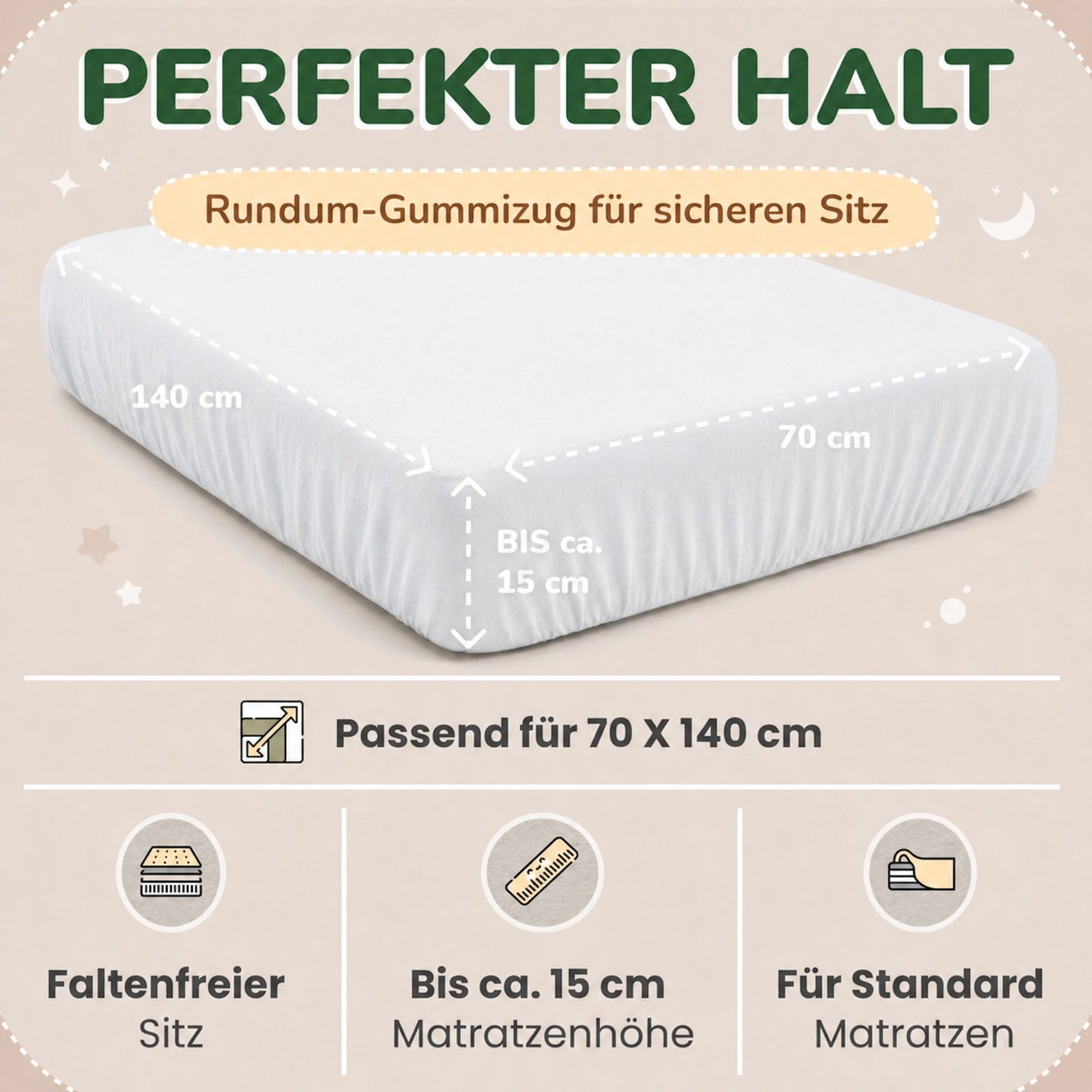 Kinderspannbettlaken von Leevitex im 2er Pack – 100% Jersey-Baumwolle, 70 x 140 cm