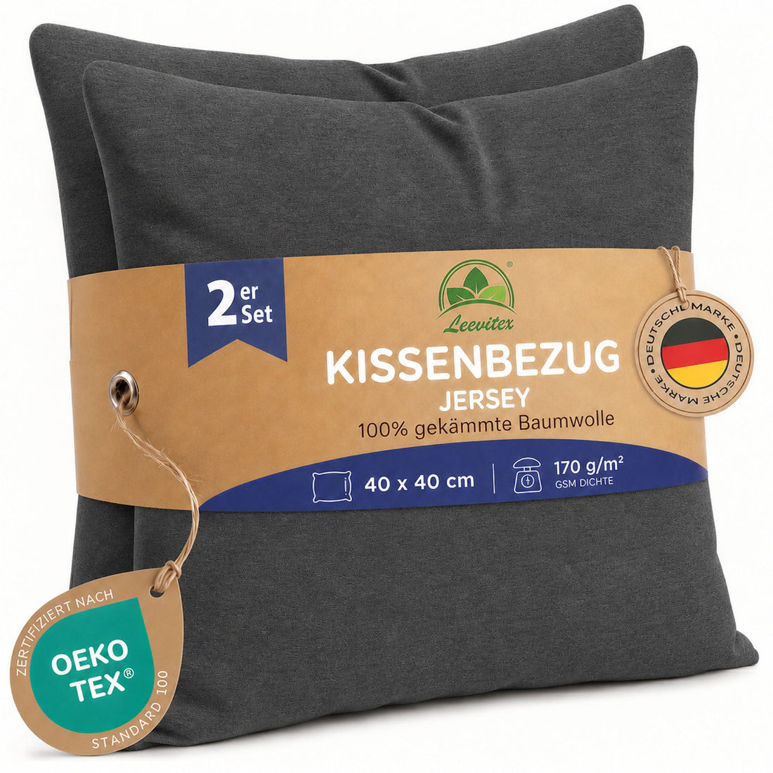 Kissenbezüge 2er Set 40x40 cm - 100% Baumwolle, stilvoll und gemütlich