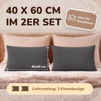 Kissenbezüge 2er Set 40x60 cm - 100% Baumwolle, stilvoll und gemütlich