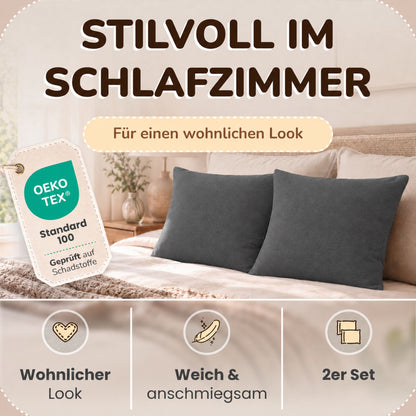 Kissenbezüge 2er Set 40x60 cm - 100% Baumwolle, stilvoll und gemütlich