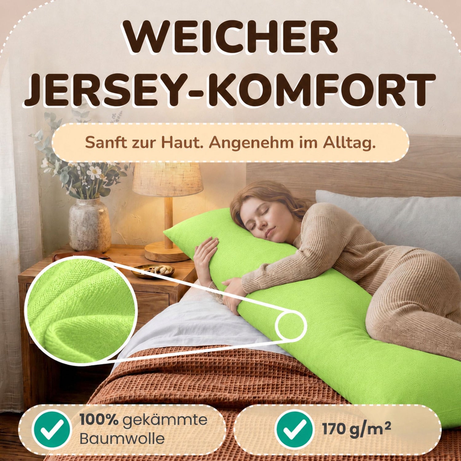 Kissenbezüge 2er Set 40x145 cm - 100% Baumwolle, stilvoll und gemütlich