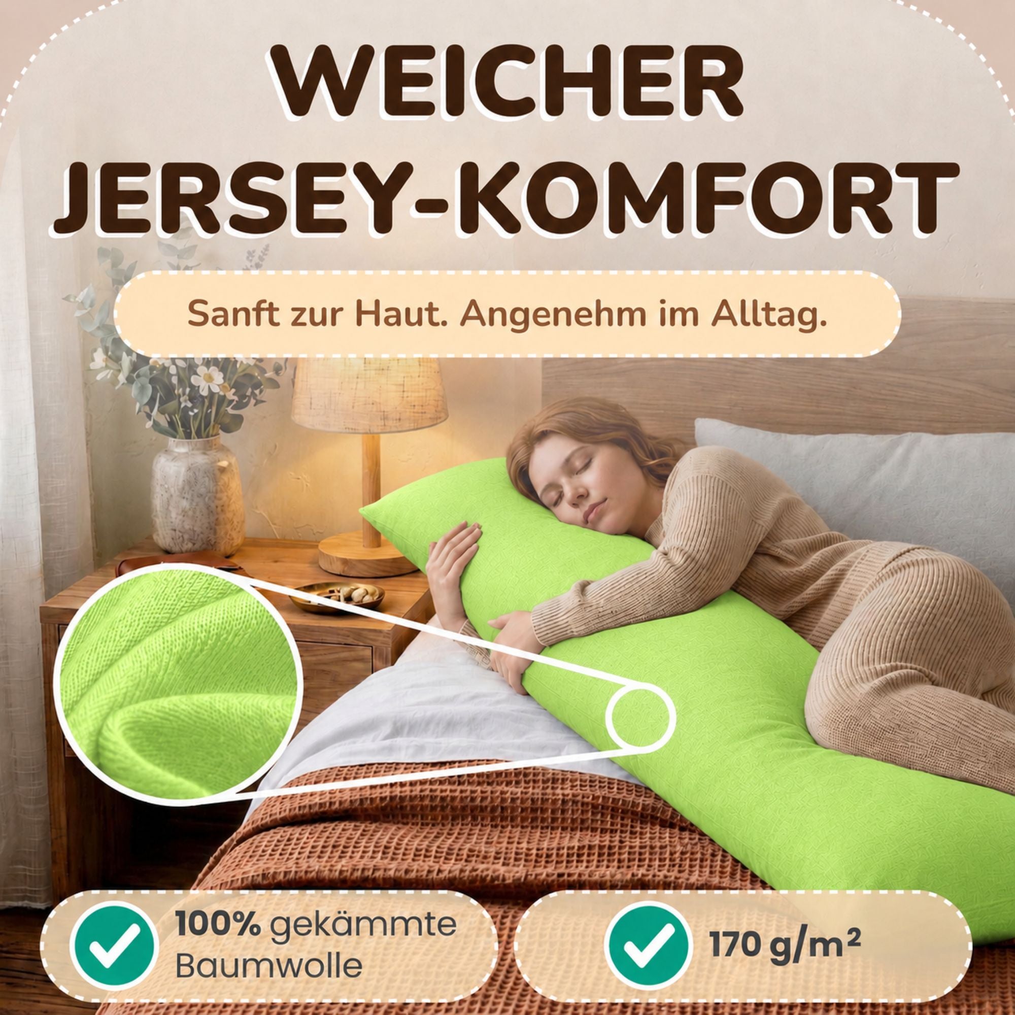 Kissenbezüge 2er Set 40x145 cm - 100% Baumwolle, stilvoll und gemütlich