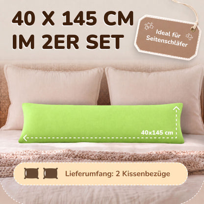 Kissenbezüge 2er Set 40x145 cm - 100% Baumwolle, stilvoll und gemütlich