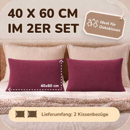 Kissenbezüge 2er Set 40x60 cm - 100% Baumwolle, stilvoll und gemütlich