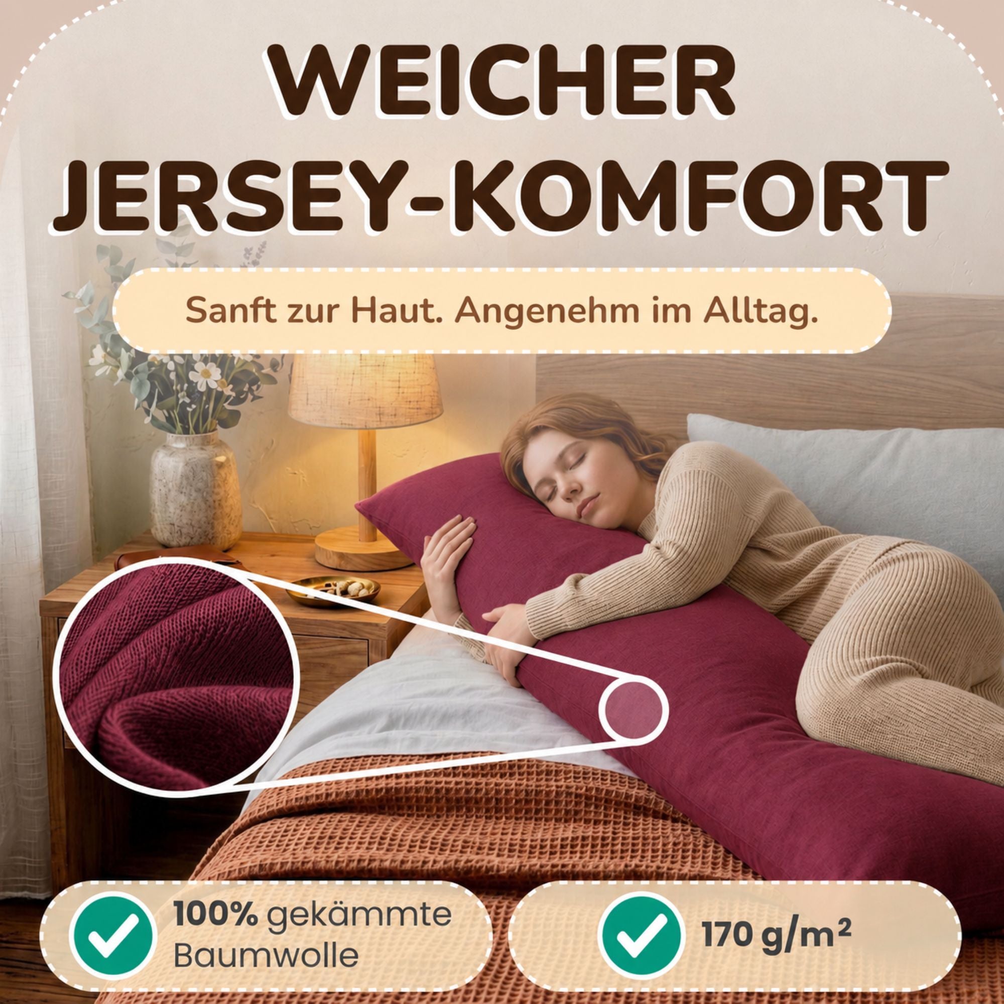 Kissenbezüge 2er Set 40x145 cm - 100% Baumwolle, stilvoll und gemütlich