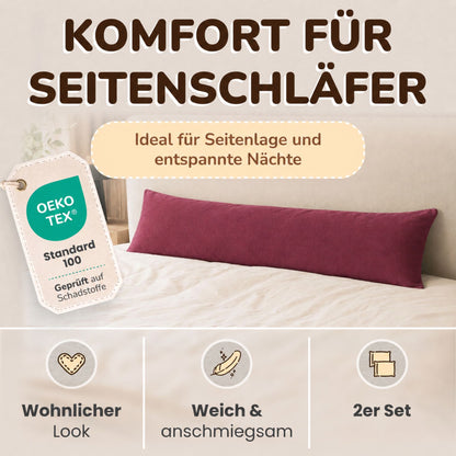 Kissenbezüge 2er Set 40x145 cm - 100% Baumwolle, stilvoll und gemütlich