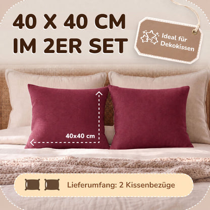 Kissenbezüge 2er Set 40x40 cm - 100% Baumwolle, stilvoll und gemütlich