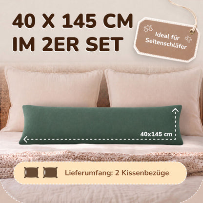 Kissenbezüge 2er Set 40x145 cm - 100% Baumwolle, stilvoll und gemütlich