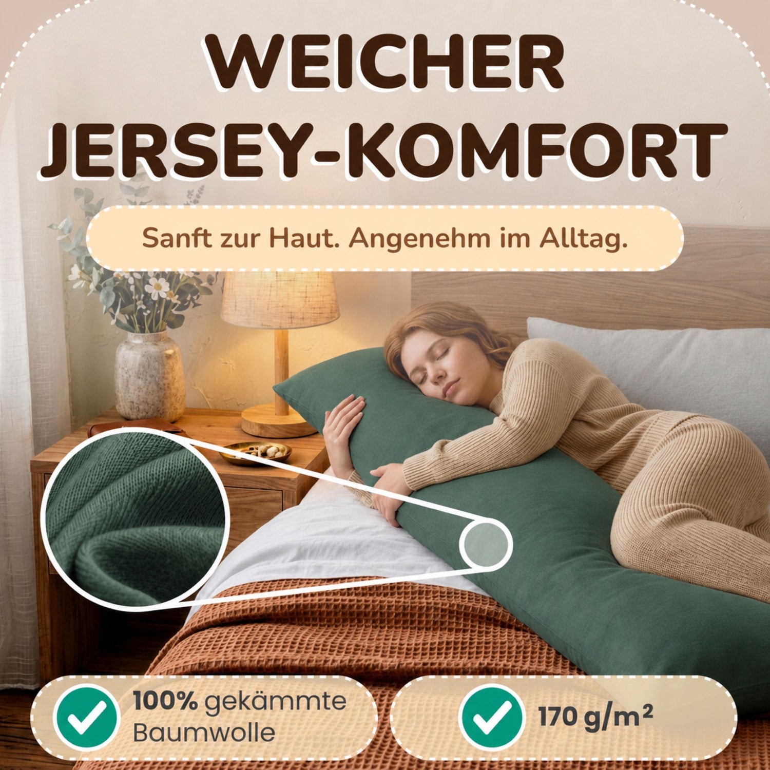Kissenbezüge 2er Set 40x145 cm - 100% Baumwolle, stilvoll und gemütlich