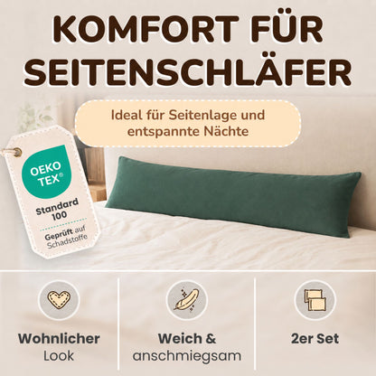 Kissenbezüge 2er Set 40x145 cm - 100% Baumwolle, stilvoll und gemütlich