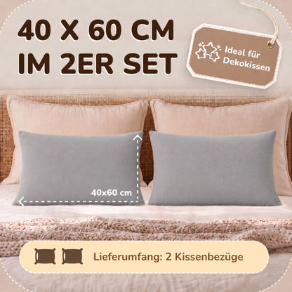 Kissenbezüge 2er Set 40x60 cm - 100% Baumwolle, stilvoll und gemütlich