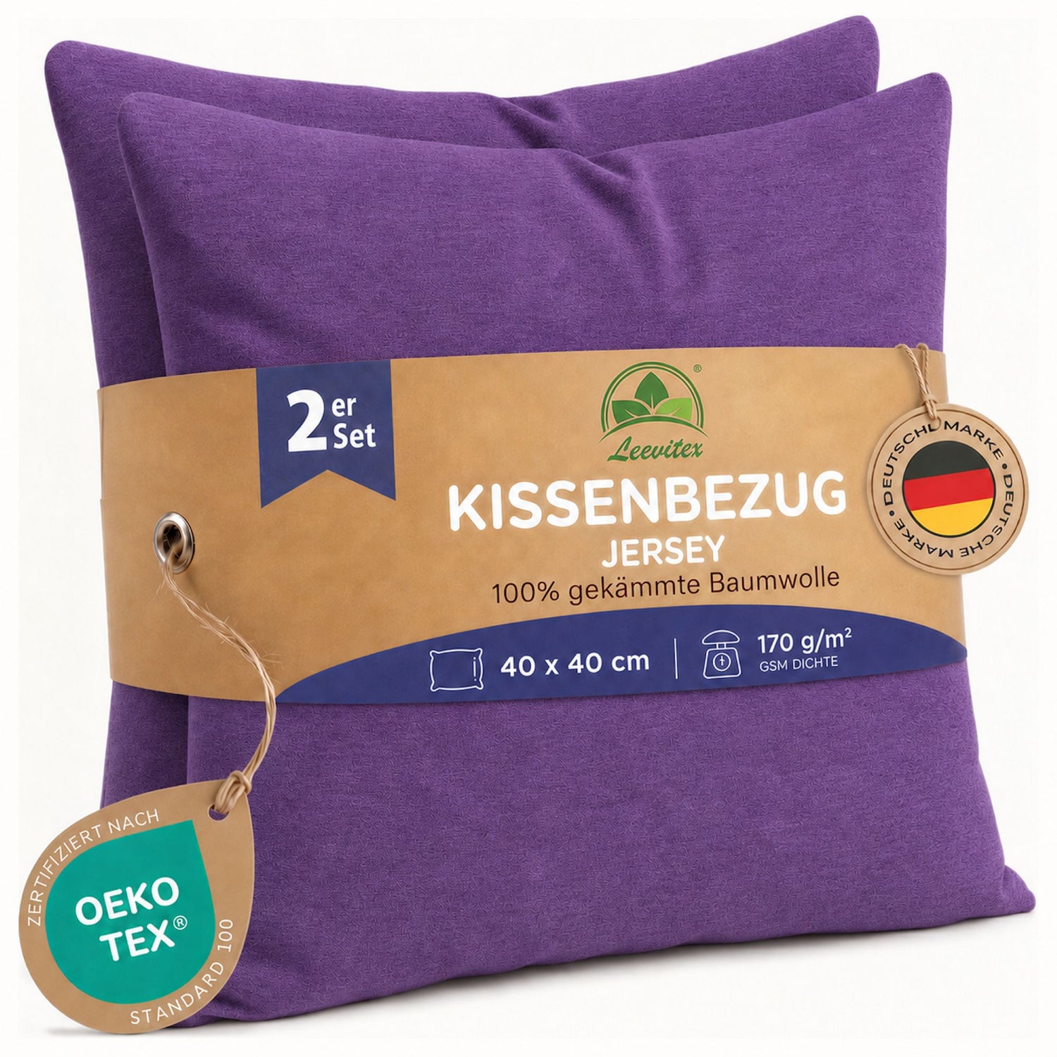 Kissenbezüge 2er Set 40x40 cm - 100% Baumwolle, stilvoll und gemütlich