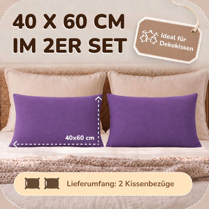 Kissenbezüge 2er Set 40x60 cm - 100% Baumwolle, stilvoll und gemütlich