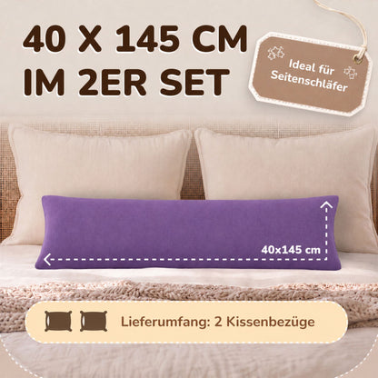 Kissenbezüge 2er Set 40x145 cm - 100% Baumwolle, stilvoll und gemütlich