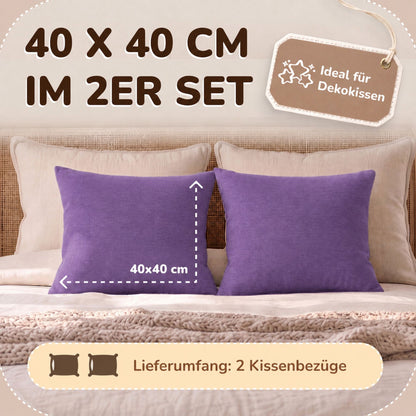 Kissenbezüge 2er Set 40x40 cm - 100% Baumwolle, stilvoll und gemütlich