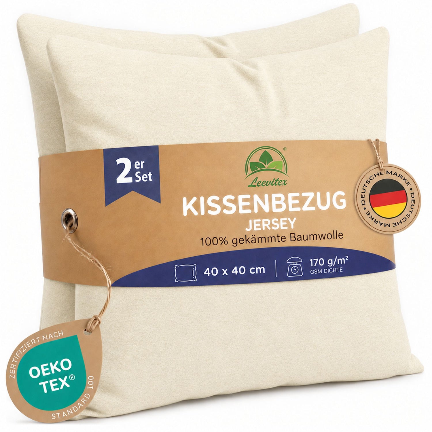 Kissenbezüge 2er Set 40x40 cm - 100% Baumwolle, stilvoll und gemütlich