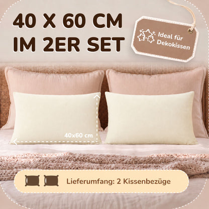 Kissenbezüge 2er Set 40x60 cm - 100% Baumwolle, stilvoll und gemütlich