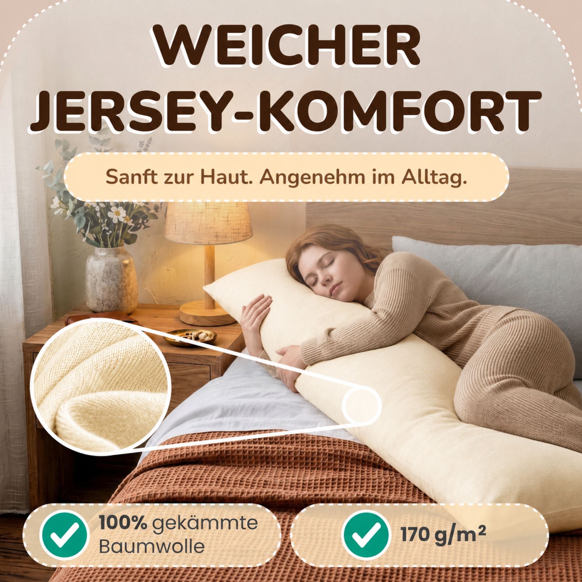 Kissenbezüge 2er Set 40x145 cm - 100% Baumwolle, stilvoll und gemütlich