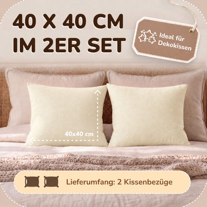 Kissenbezüge 2er Set 40x40 cm - 100% Baumwolle, stilvoll und gemütlich