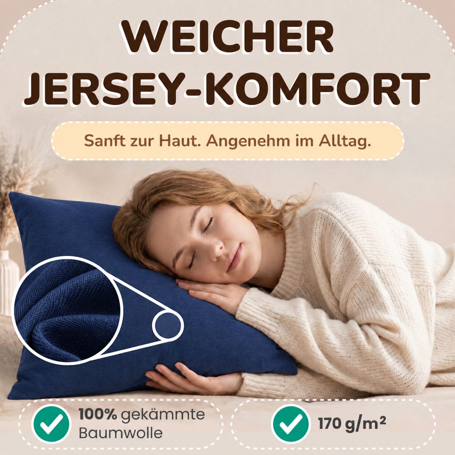 Kissenbezüge 2er Set 80x80 cm - 100% Baumwolle, stilvoll und gemütlich