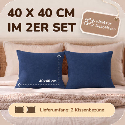 Kissenbezüge 2er Set 40x40 cm - 100% Baumwolle, stilvoll und gemütlich