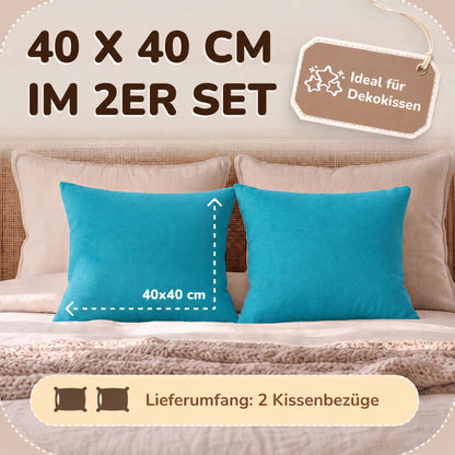 Kissenbezüge 2er Set 40x40 cm - 100% Baumwolle, stilvoll und gemütlich