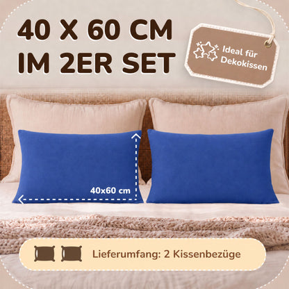 Kissenbezüge 2er Set 40x60 cm - 100% Baumwolle, stilvoll und gemütlich