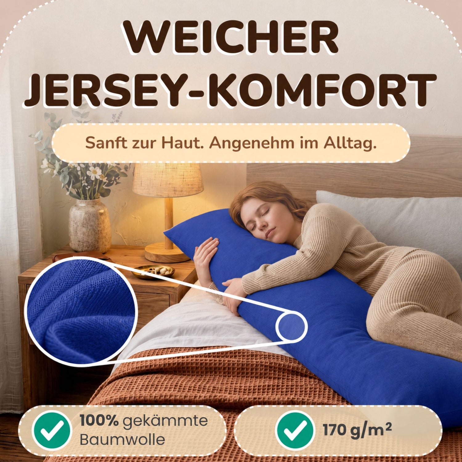 Kissenbezüge 2er Set 40x145 cm - 100% Baumwolle, stilvoll und gemütlich