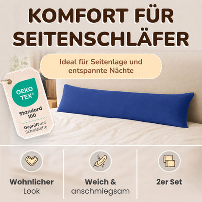 Kissenbezüge 2er Set 40x145 cm - 100% Baumwolle, stilvoll und gemütlich