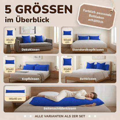 Kissenbezüge 2er Set 40x145 cm - 100% Baumwolle, stilvoll und gemütlich