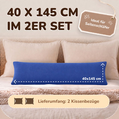 Kissenbezüge 2er Set 40x145 cm - 100% Baumwolle, stilvoll und gemütlich