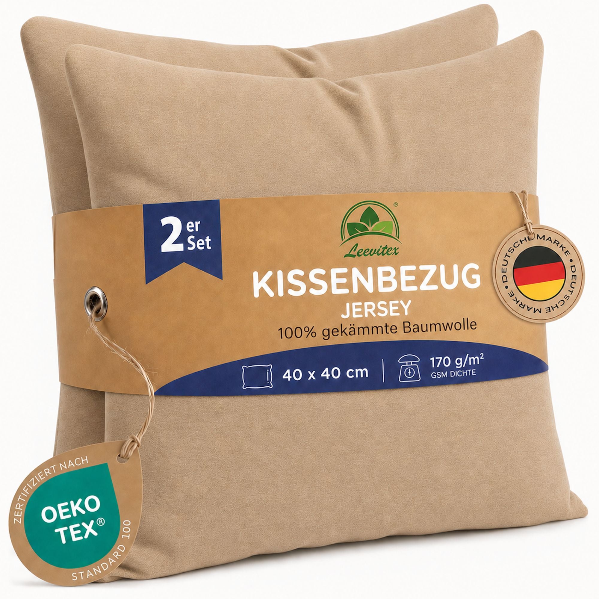 Kissenbezüge 2er Set 40x40 cm - 100% Baumwolle, stilvoll und gemütlich