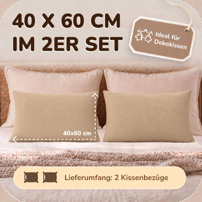 Kissenbezüge 2er Set 40x60 cm - 100% Baumwolle, stilvoll und gemütlich