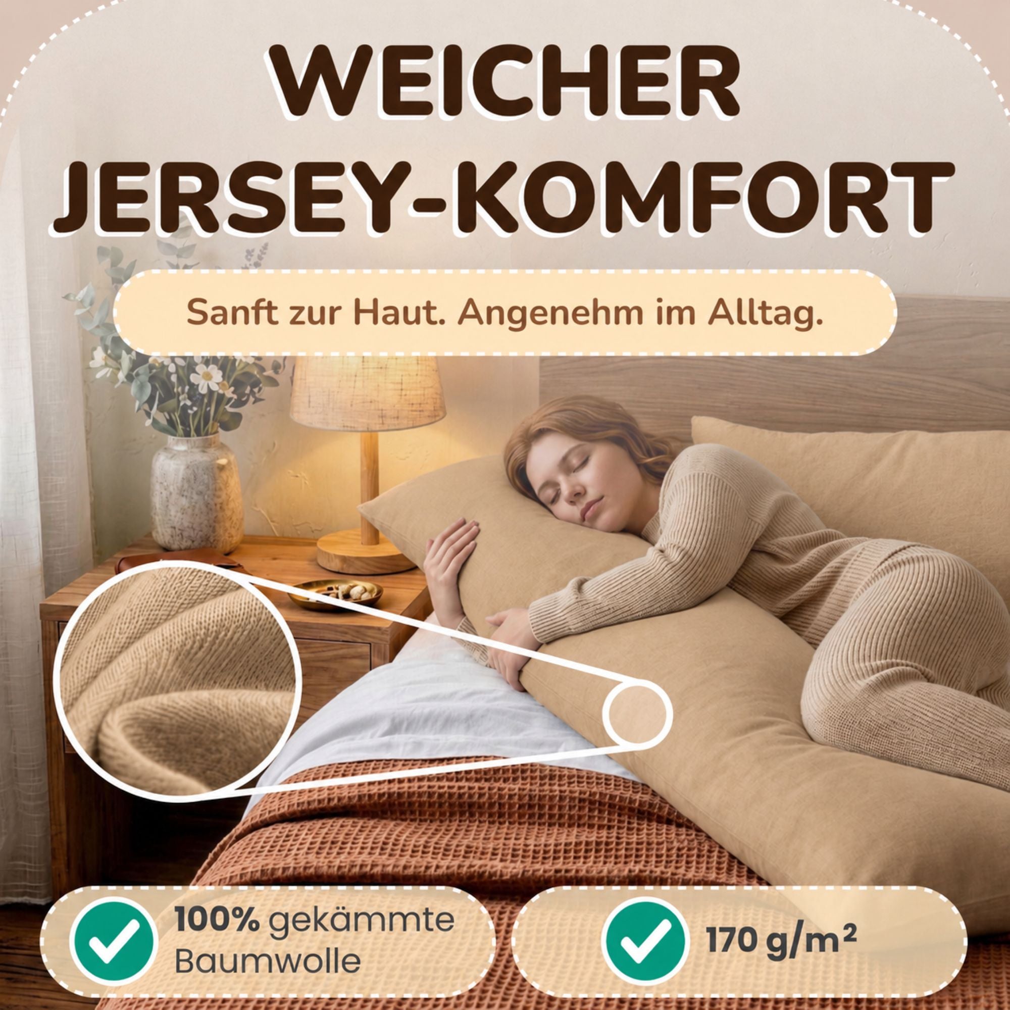 Kissenbezüge 2er Set 40x145 cm - 100% Baumwolle, stilvoll und gemütlich