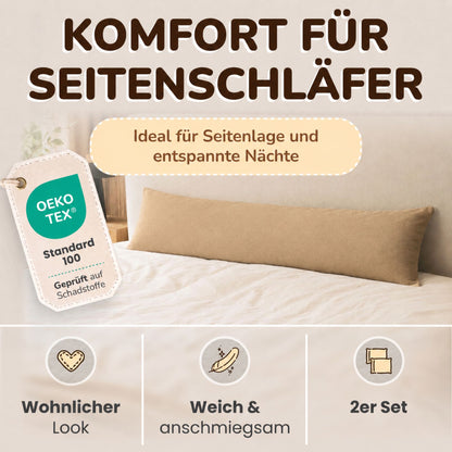 Kissenbezüge 2er Set 40x145 cm - 100% Baumwolle, stilvoll und gemütlich