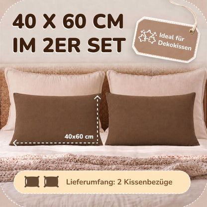 Kissenbezüge 2er Set 40x60 cm - 100% Baumwolle, stilvoll und gemütlich