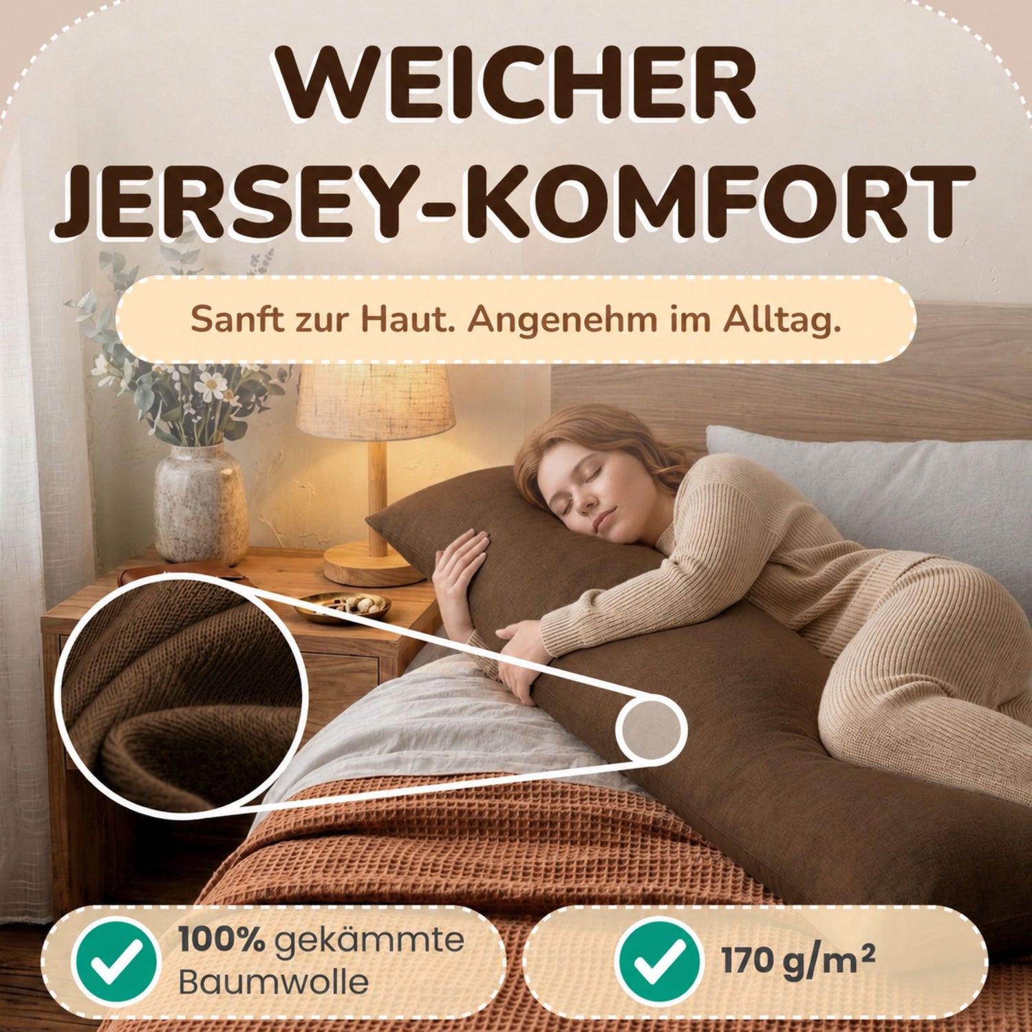 Kissenbezüge 2er Set 40x145 cm - 100% Baumwolle, stilvoll und gemütlich