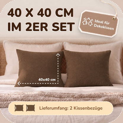 Kissenbezüge 2er Set 40x40 cm - 100% Baumwolle, stilvoll und gemütlich