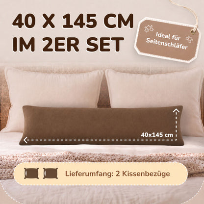 Kissenbezüge 2er Set 40x145 cm - 100% Baumwolle, stilvoll und gemütlich
