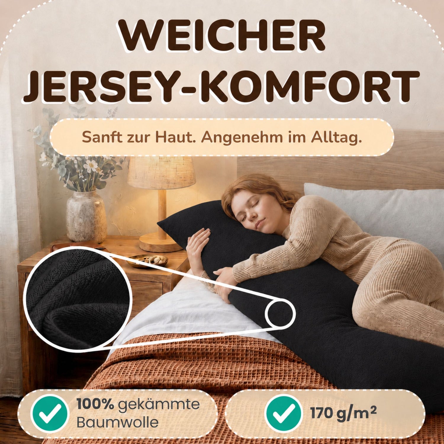 Kissenbezüge 2er Set 40x145 cm - 100% Baumwolle, stilvoll und gemütlich