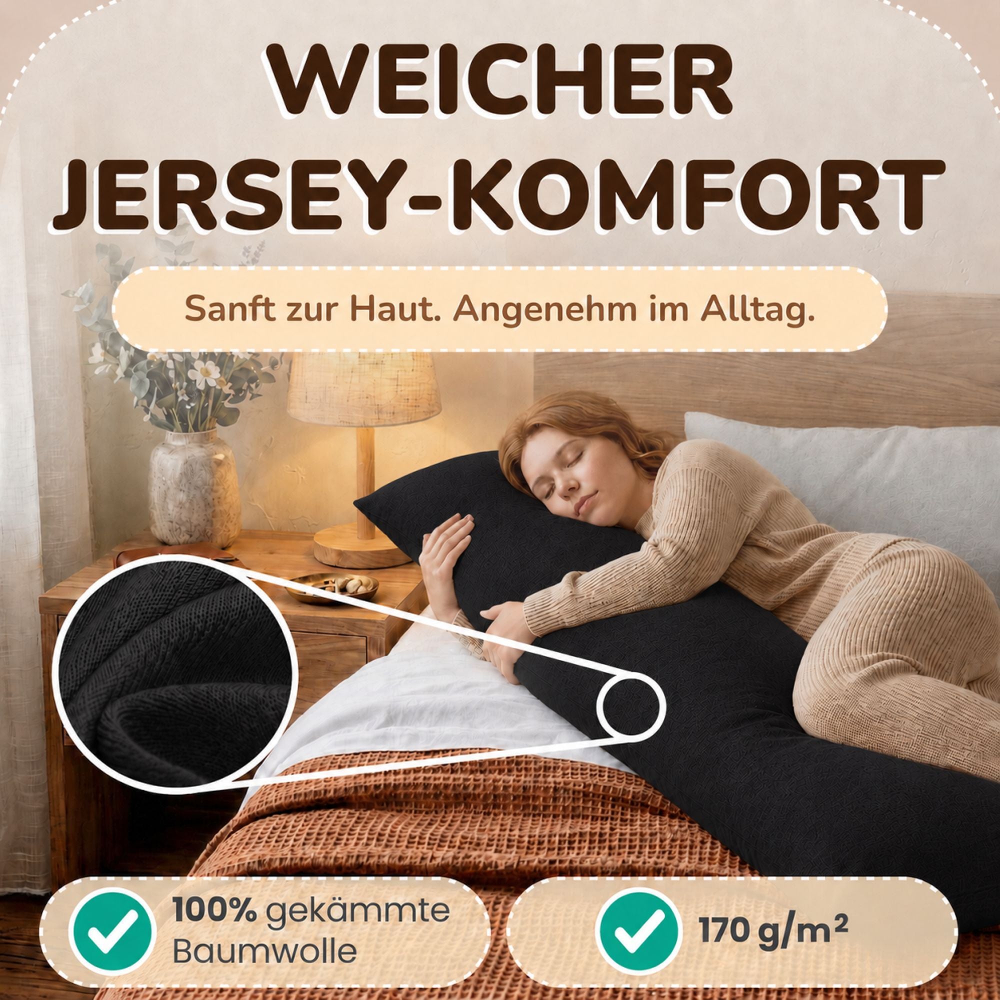 Kissenbezüge 2er Set 40x145 cm - 100% Baumwolle, stilvoll und gemütlich
