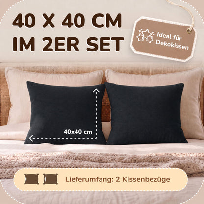 Kissenbezüge 2er Set 40x40 cm - 100% Baumwolle, stilvoll und gemütlich