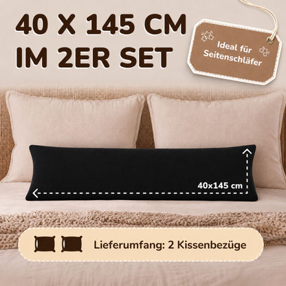 Kissenbezüge 2er Set 40x145 cm - 100% Baumwolle, stilvoll und gemütlich