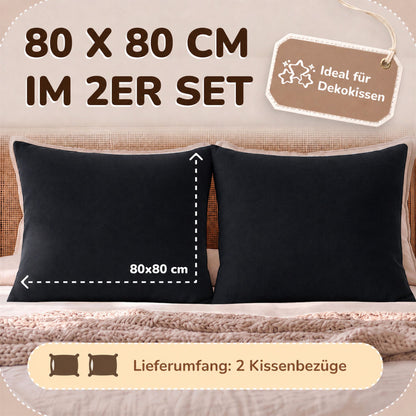 Kissenbezüge 2er Set 80x80 cm - 100% Baumwolle, stilvoll und gemütlich