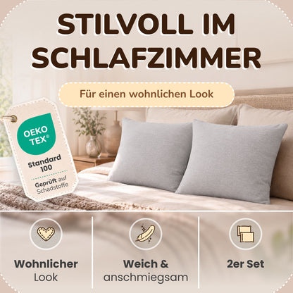 Kissenbezüge 2er Set 40x60 cm - 100% Baumwolle, stilvoll und gemütlich