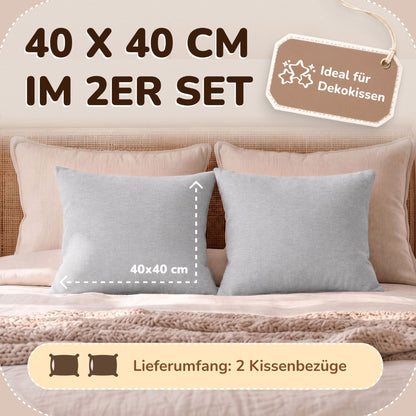 Kissenbezüge 2er Set 40x40 cm - 100% Baumwolle, stilvoll und gemütlich