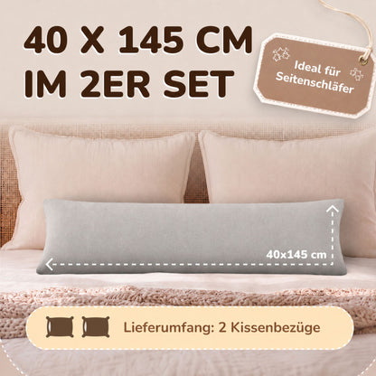 Kissenbezüge 2er Set 40x145 cm - 100% Baumwolle, stilvoll und gemütlich