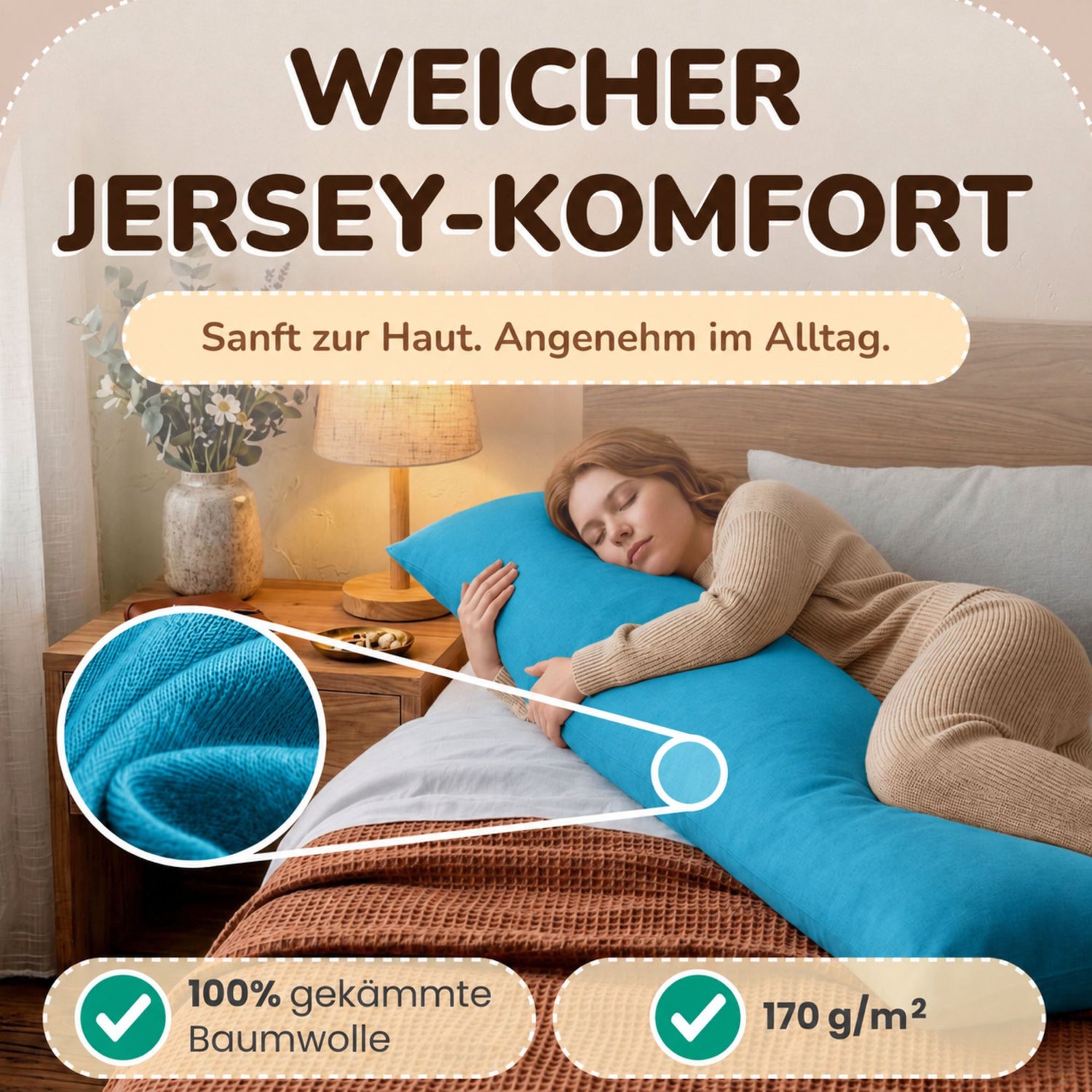 Kissenbezüge 2er Set 40x145 cm - 100% Baumwolle, stilvoll und gemütlich
