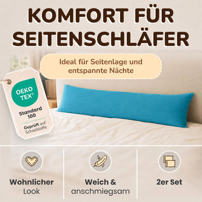 Kissenbezüge 2er Set 40x145 cm - 100% Baumwolle, stilvoll und gemütlich
